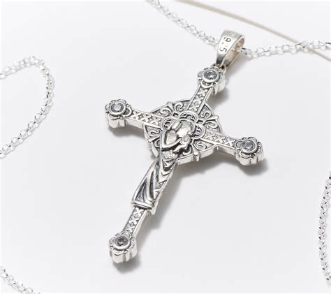 Connemara Marble Diamonique Cross Pendant With Chain QVC