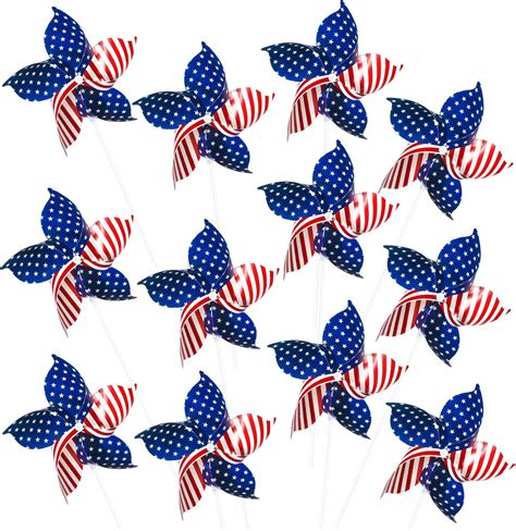 80 Pack Red Blue White Pinwheels 4th Of July Pinwheels