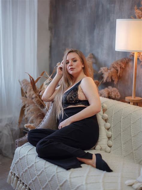 Beautiful Pregnant Blonde Woman Resting At Home Stock Photo Image Of Morning Interior 228618380