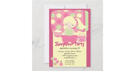 Invitación Fiesta De Cumpleaños Del Sleepover Zazzle Es