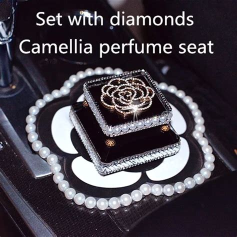 Ornamento De Cristal De Lujo Para Coche Camelia De Diamante Perfume