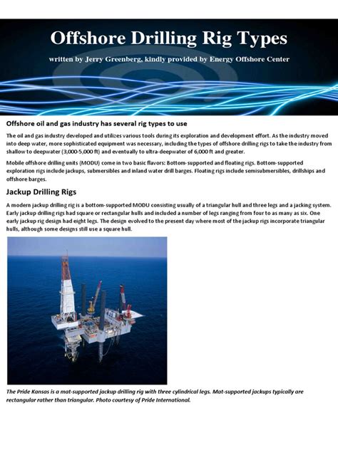 428434-Offshore Drilling Rig Types | PDF | Offshore Drilling | Drilling Rig