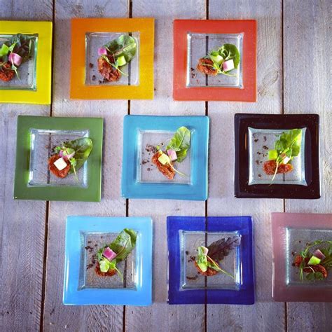 Square Glass Plates. Coloured Glass Plates. Dessert Plates. Recycled ...