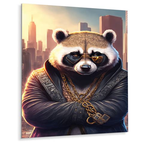 Designart 'Panda Gangster In NYC II' Animals Panda Gangster Mafia Metal ...