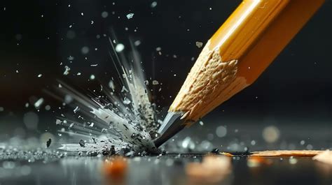 Premium Photo A Closeup Of A Pencil Breaking The Pencil Is Yellow And