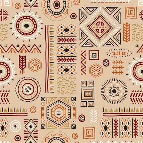 Colorful African art decoration tribal geometric shapes seamless ...