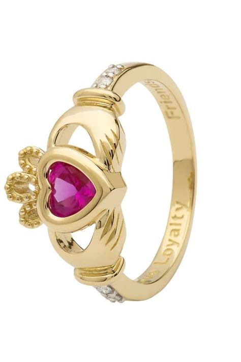 Gold Claddagh October Birthstone Ring Shanore Irish Jewlery October