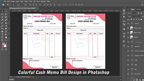 photoshop tutorial colorful cash memo bill design  photoshop