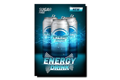 Energy Drink Creative Promotional Poster Vector By Pikepicture