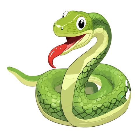 Premium Vector Cartoon Green Snake On White Background