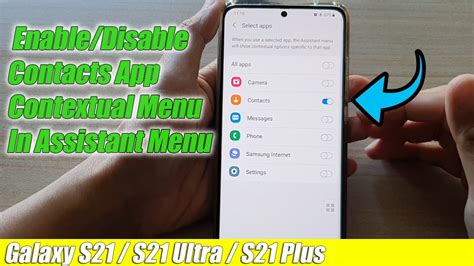 Galaxy S21 Ultra Plus How To Enable Disable Contacts App Contextual Menu In Assistant Menu