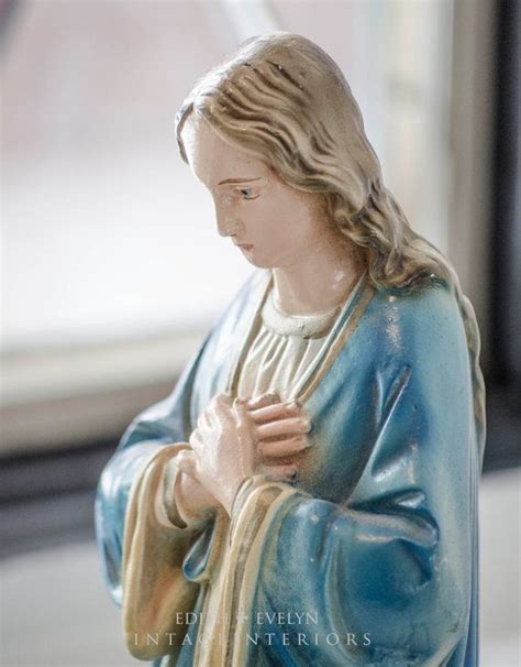 Vintage Blessed Mother Statue Virgin Mary Blue Chalkware Etsy Blessed Mother Statue Blessed