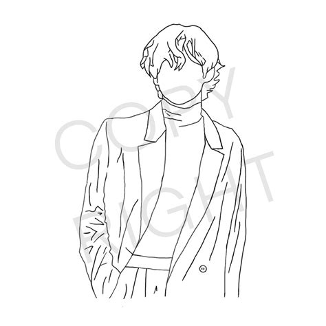 Bts Kim Taehyung V Digital Art Line Drawing Downloadable File Etsy