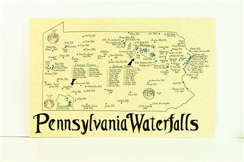 Pennsylvania Waterfalls Map - Etsy