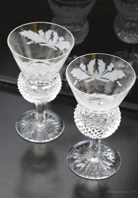 Antiques Atlas Edinburgh Thistle Cut And Engraved Sherry Glasses