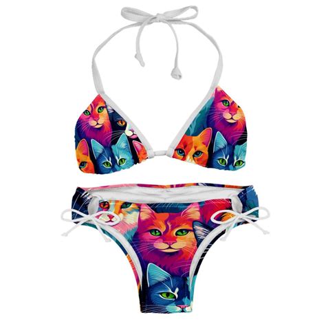 Cat Detachable Sponge Adjustable Strap Bikini Set Two Pack Swimsuits