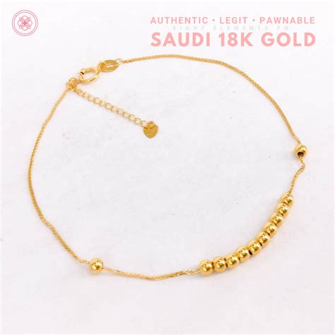 Cod Pawnable K Bracelet Original Pure Saudi Gold Ball Chain Bracelet