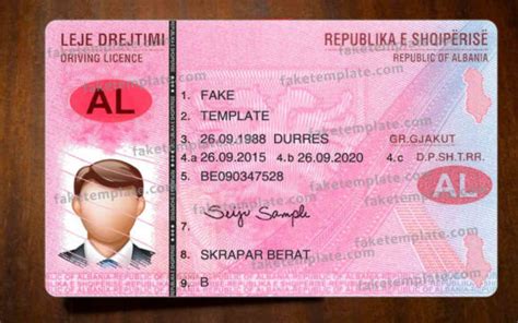 Albania Driver Licence Template Fake Template High Quality