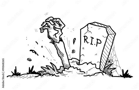 Grave Doodle A Hand Drawn Vector Doodle Illustration Of A Grave With