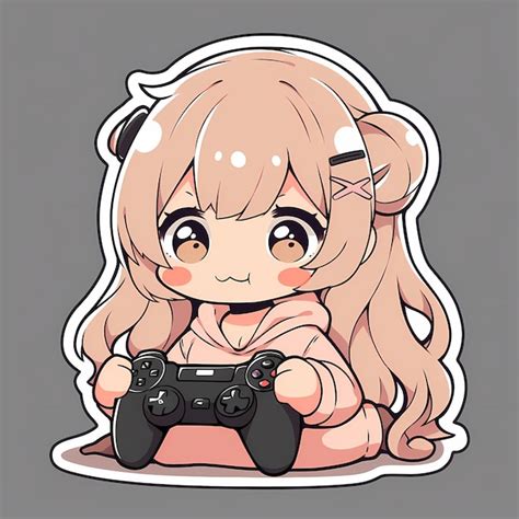 Premium AI Image | Minimal Japanese Kawaii Gamer Girl Chibi Anime Vector Art Sticker with Clean ...