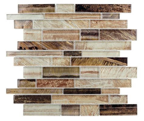 Mto0207 Contemporary Linear Brown Glossy Foil Glass Mosaic Tile Mosaic Tile Outlet Mosaic Tile