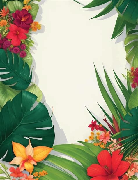 Premium Vector | Tropical leaves border