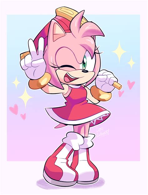 Amy Rose smiles gives me life (art done by: Lou) : r/SonicTheHedgehog