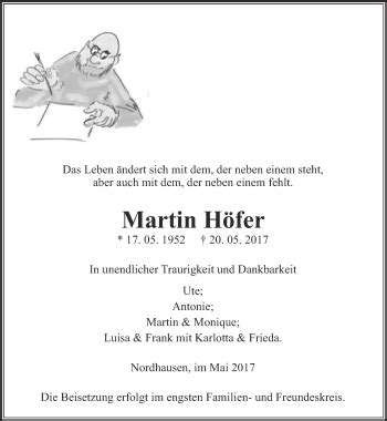 Traueranzeigen Von Martin H Fer Trauer In Thueringen De