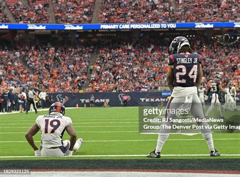 Houston Texans Cornerback Derek Stingley Jr Right Looks Over At