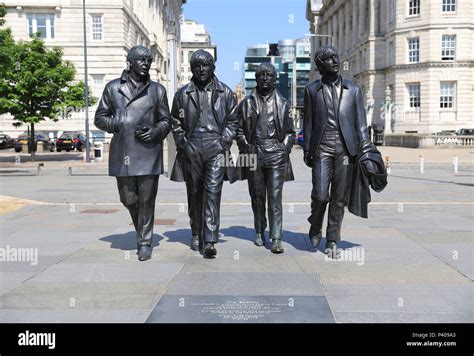 The New Beatles Statue On The Renovated Pier Head On The Waterfront In