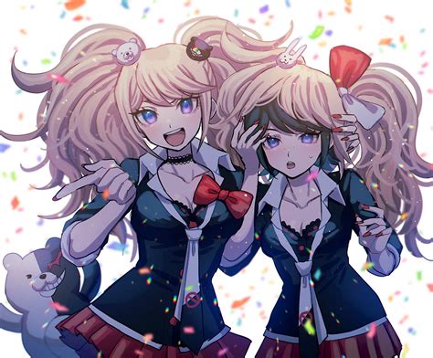 Enoshima Junko Monokuma And Ikusaba Mukuro Danganronpa And 1 More Drawn By Esutasoesu