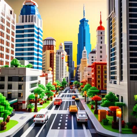 City View with Lego Style Buildings Stock Photo - Image of decoration ...