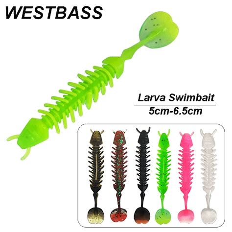 WESTBASS 5 10PCS Soft Larva Baits 50mm 65mm Silicone Fishing Lures