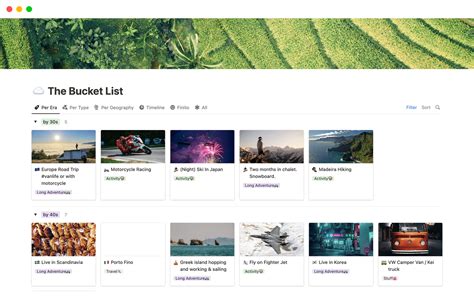 The Bucket List Notion Template