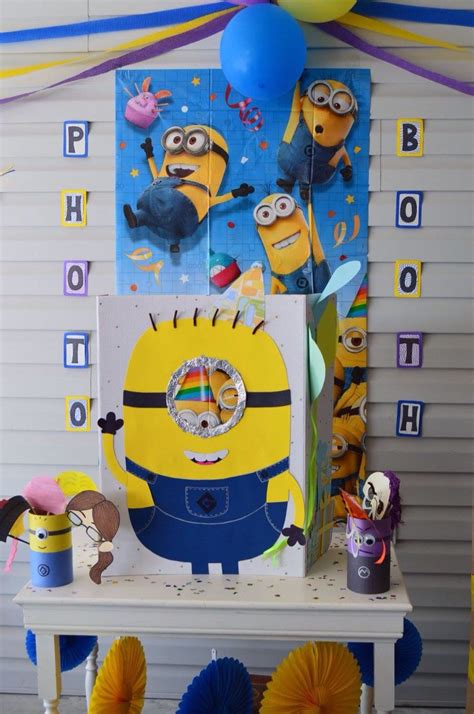 Minion Photo Booth Set Up With Props Minion Theme Minion Birthday