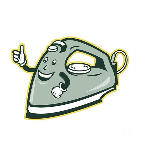 Electric Iron Mascot Thumbs Up Cartoon Digital Art By Aloysius