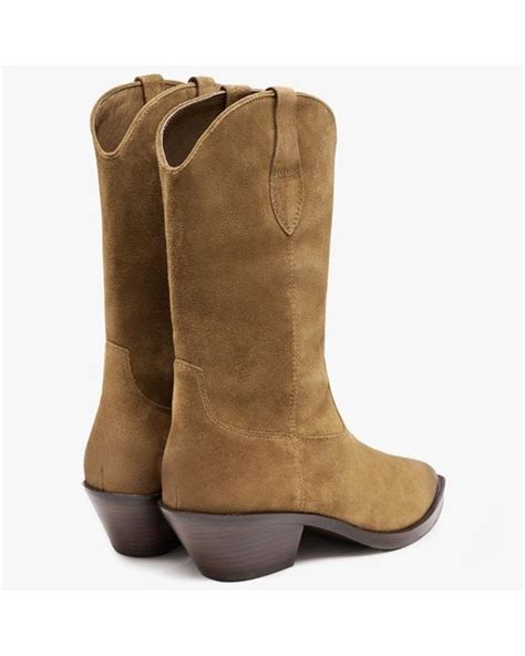 Ash Dalton Tan Suede Western Calf Boots In Brown Lyst