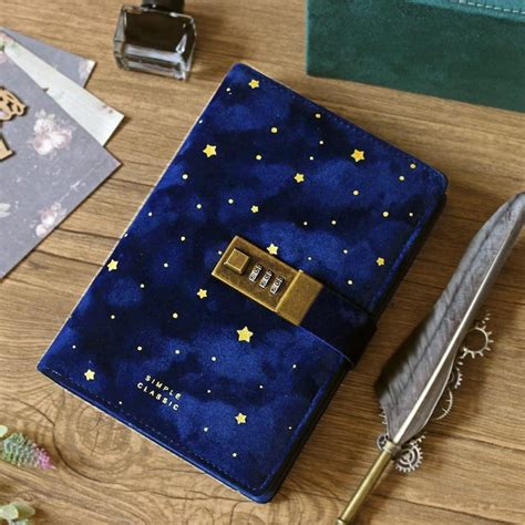 Lock Journal Secret Refillable Diarycorduroy Covered Locking Journal