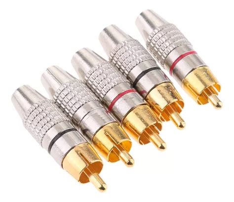 5x Banhado A Ouro Rca Macho Conector De Cabos De Solda De Áu Frete grátis