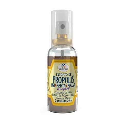 Extrato Própolis Mel Menta e Malva Spray 30ml Apisvida Farmácia