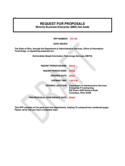 Fillable Online Procure Ohio Rfp Template State Of Ohio Procurement