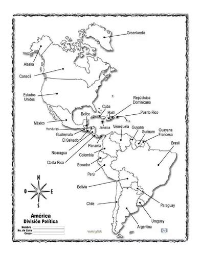 Mapa Continente Americano División Política Con Nombres Meses Sin Interés