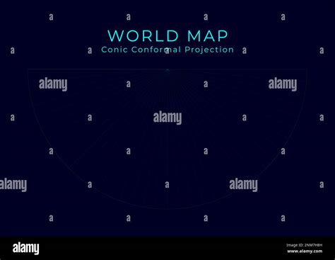 Map of The World. Lambert conformal conic projection. Futuristic ...