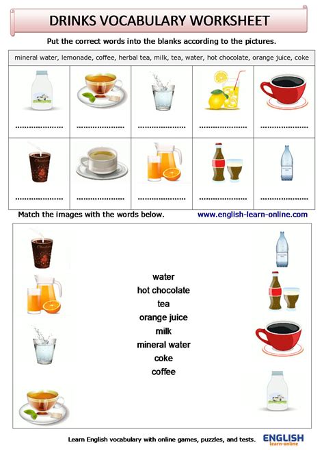 Names Of Drinks In English With Games And Flashcards Learn English