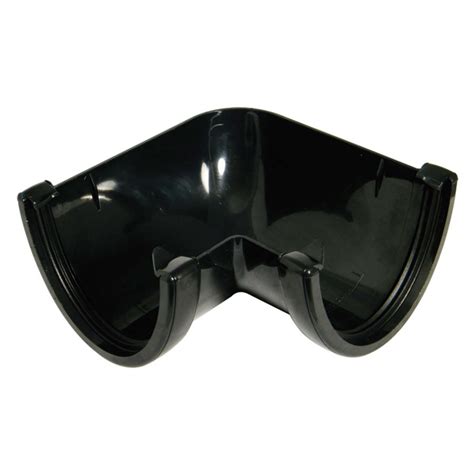 FloPlast Black Hi Cap 115mm Half Round 90 Gutter Angle Selco