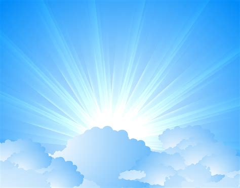 Free Vector がらくた素材庫: 雲間から太陽光線が拡がる背景 Blue light sun rays clouds ...