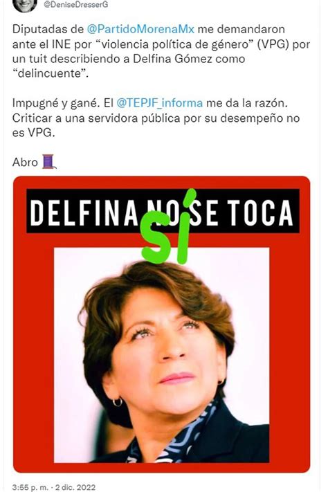 “delfina Sí Se Toca” La Imagen Con La Que Denise Dresser Celebró El Fallo Del Tepjf A Su Favor