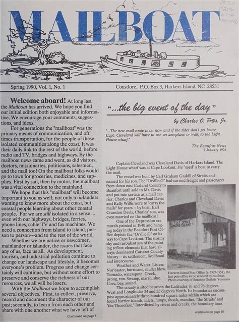 Mailboat [Vol. 1, No. 1]
