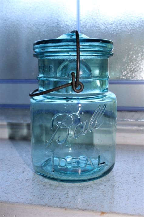 Vintage Blue Ball Jar Ball Ideal Pint Mason Jar With Glass Lid 1923 To 1933