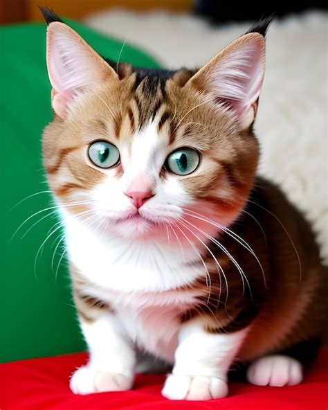 Un Gato Con Ojos Verdes Y Una Mancha Blanca En La Cara Foto Premium